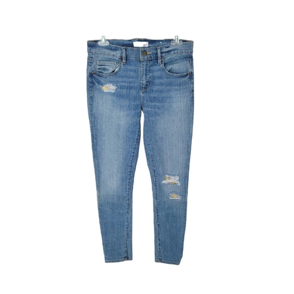 Ann Taylor Loft Jeans Womens 4 Modern Skinny Light Stretch Mid Embroidered 30X28
